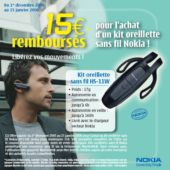 Oreillette Bluetooth sans fil Nokia HS-11W